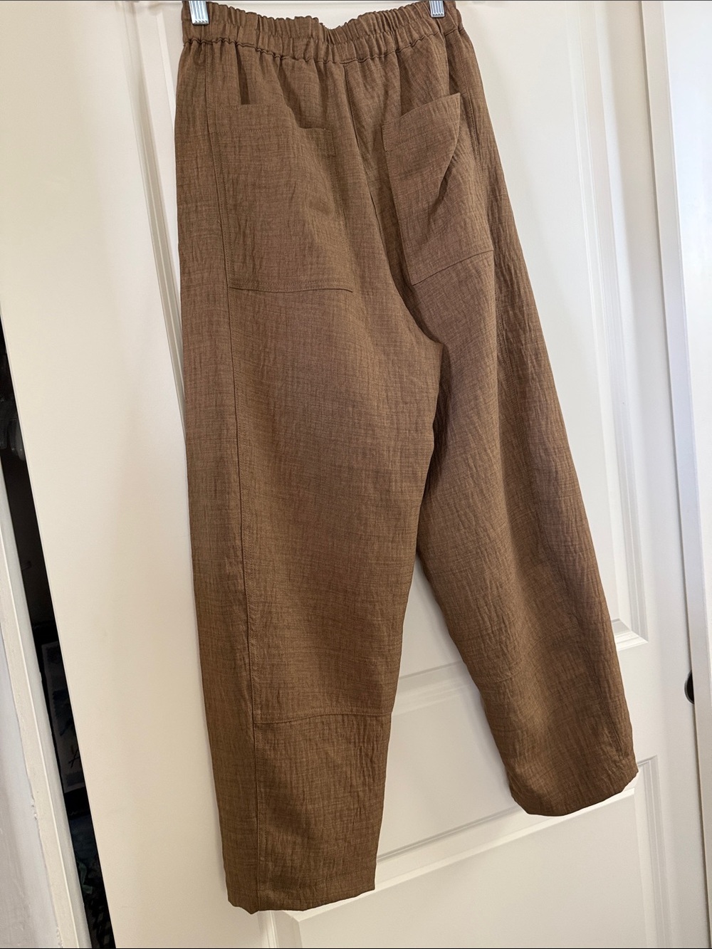 Max Studio Brown Elastic-Waist Barrel leg Trousers - Picture 4 of 5